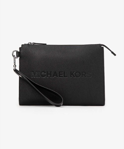 【美品】マイケルコース ロゴ　MK柄　黒　バッグ クラッチバッグ 男女 MICHAEL KORS（マイケルコース） クラッチバッグ FREE ブラック メンズ