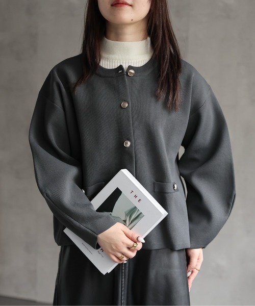 「ap retro」 ニットカーディガン FREE チャコールグレー レディース_画像4