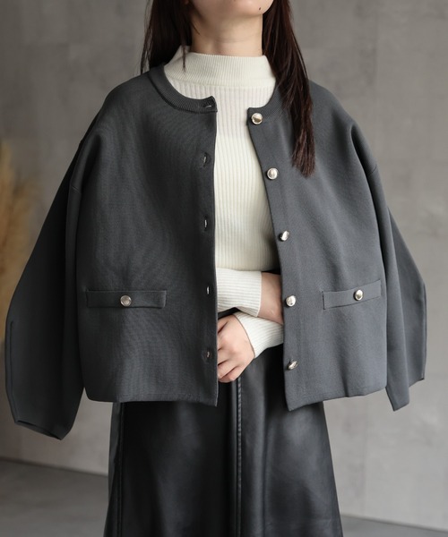 「ap retro」 ニットカーディガン FREE チャコールグレー レディース_画像6