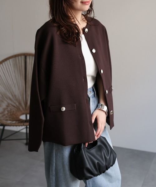 「ap retro」 ニットカーディガン FREE チャコールグレー レディース_画像9