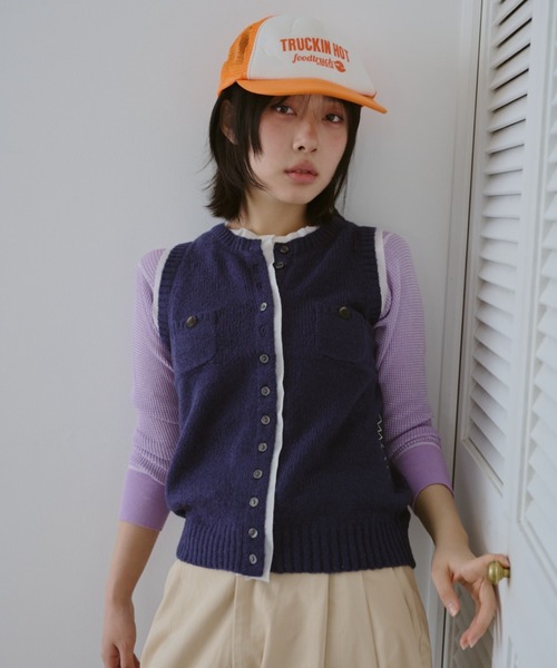 COMMON GULL PRODUCTS ニットベスト　キャップ common gull products. ベスト ジレ ひそやかなニットベスト