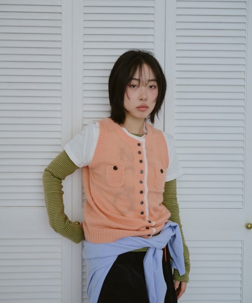 COMMON GULL PRODUCTS ニットベスト　キャップ common gull products. ベスト ジレ ひそやかなニットベスト