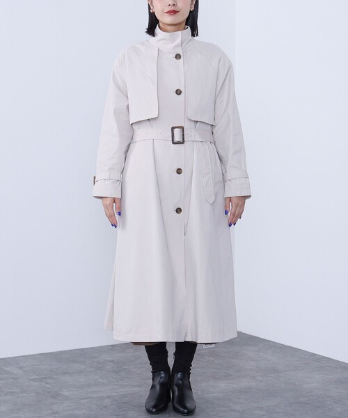 「BEAMS HEART」 トレンチコート SMALL カーキ レディース_画像3