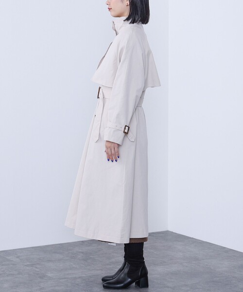 「BEAMS HEART」 トレンチコート SMALL カーキ レディース_画像4