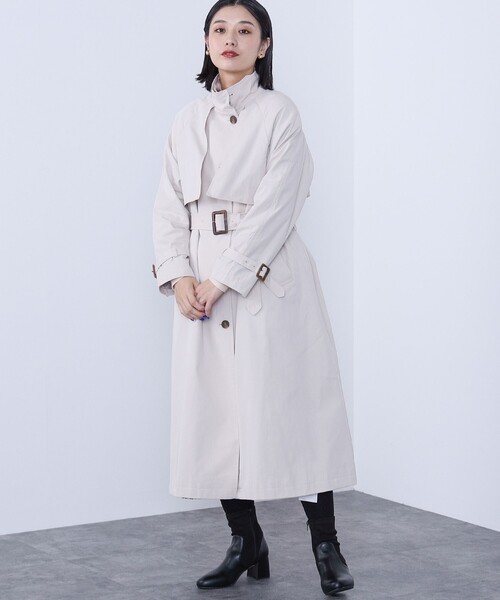 「BEAMS HEART」 トレンチコート SMALL カーキ レディース_画像7