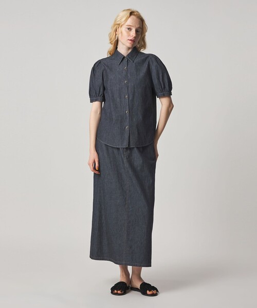 【BLACK】<Steven Alan>ライトオンスデニム シェイプ シャツ Steven Alan＞ライトオンスデニム シェイプ シャツ
