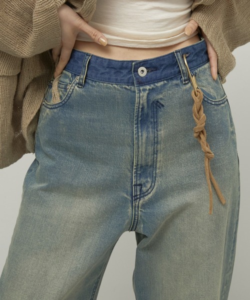 ワイドパンツ ジーンズ デニム デニムパンツ レディースの画像