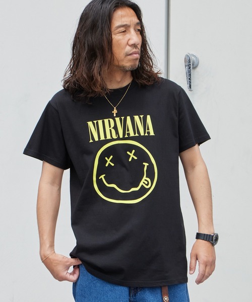 NIRVANA（MAMMUT） tシャツ Nirvana Yellow Happy Face Unisex Black T