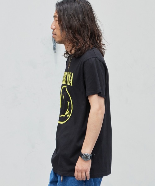NIRVANA（MAMMUT） tシャツ Nirvana Yellow Happy Face Unisex Black T