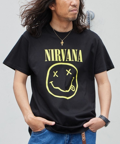 NIRVANA（MAMMUT） tシャツ Nirvana Yellow Happy Face Unisex Black T