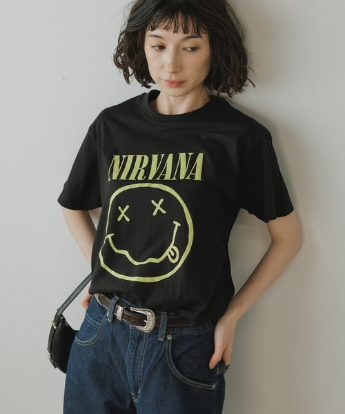 NIRVANA（MAMMUT） tシャツ Nirvana Yellow Happy Face Unisex Black T