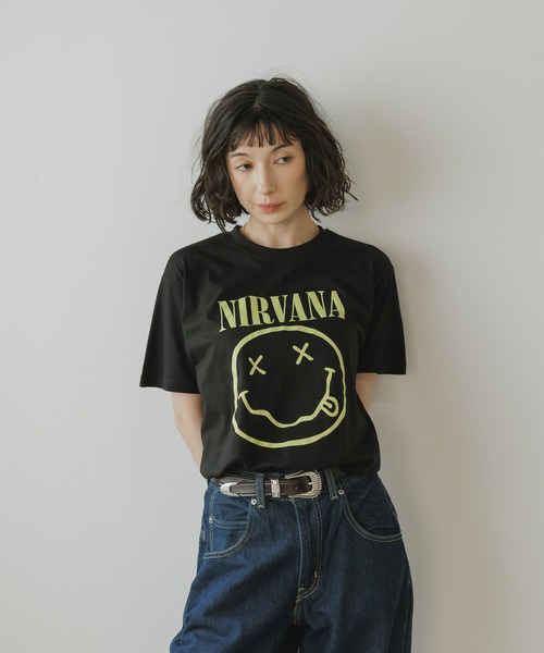 NIRVANA（MAMMUT） tシャツ Nirvana Yellow Happy Face Unisex Black T