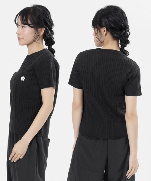 R&D.M.Co- 半袖 ニット ブラック MARY QUANT（マリークヮント） 半袖ニット M ブラック レディース