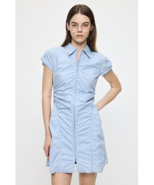 MOUSSY（マウジー） ワンピース 半袖 GATHER SHIRT MINI ドレス
