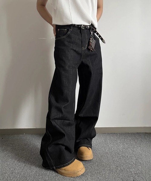 「NEW GENTLEMAN」 デニムパンツ S ブラック メンズ_画像4