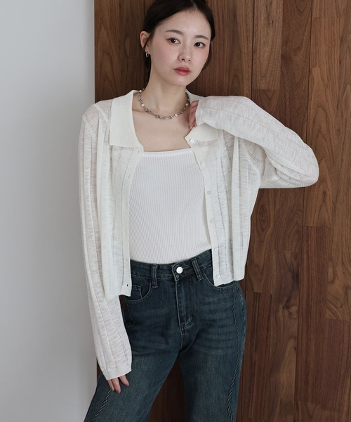 「J by blue」 ニットカーディガン MEDIUM ブルー レディース_画像5
