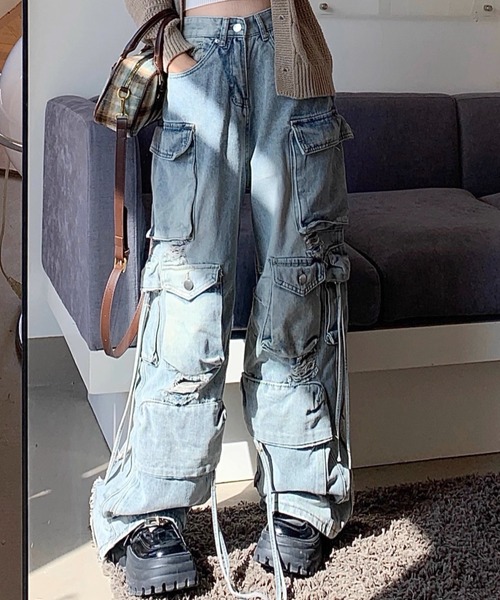 「ARULE」 カーゴパンツ M ブラック レディース_画像7