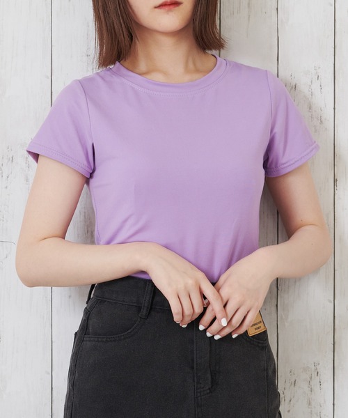 【 】カラーブロック クルーネック ロゴ Tシャツ♪ WELLTECT】ロゴプリントクルーネックTシャツ（WEB限定カラー）