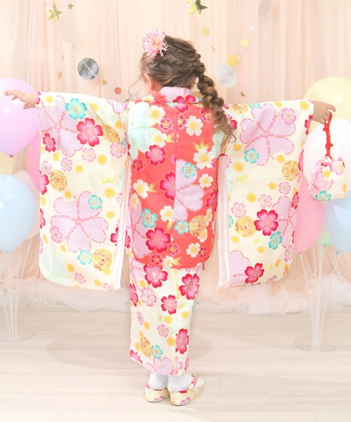 七五三　着物1セット①　３歳　女の子 七五三 着物 7歳 正絹 フルセット 購入 セット 紅一点 女の子 橘
