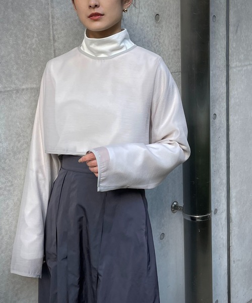 美品 アンジェム マーブルタックブラウス 総柄 オフホワイト 白 長袖 トップス &g'aime（アンジェム） シャツ ブラウス 【＆g'aime】シアーレイヤード