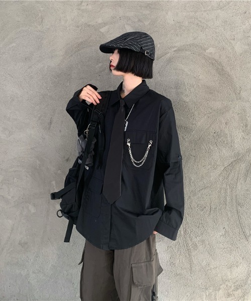 ブラウス シャツ A'GEM/9 × .kom「NOVESSEL/ノベセル」袖セパレートシャツ レディース メンズの画像