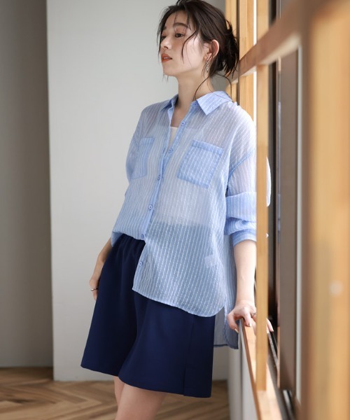 【Col Pierrot】Stripe Sheer シャツ Col Pierrot】Stripe Sheer シャツ Col Pierrot(コル ピエロ)｜シアー