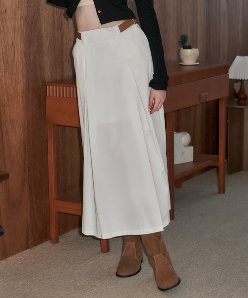 GIUNON スカート side belt pleated skirt / サイドベルト