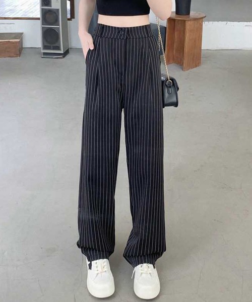 パンツ ピンストライプストレートパンツ レディース : ZOZOTOWN
