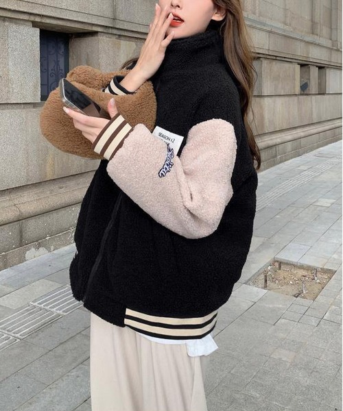 BLANC FICELLE コート アウター ボア スタジアム ジャケット