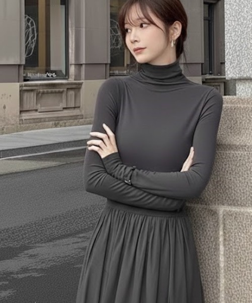 a lot of love ワンピース エレガント ハイネックロングワンピース