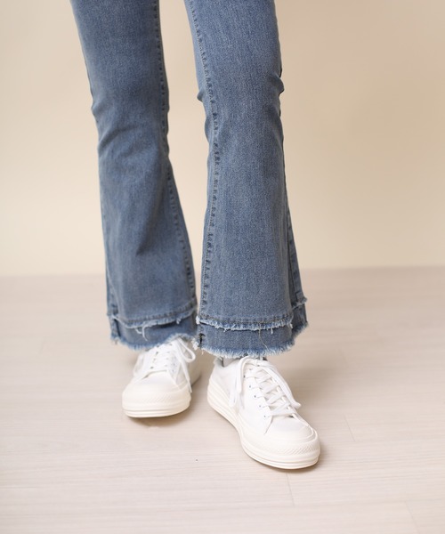 shoes365 スリッポン 「shoes365」通学厚底ホワイトキャンバスシューズ