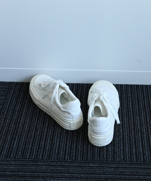 shoes365 スリッポン 「shoes365」通学厚底ホワイトキャンバスシューズ