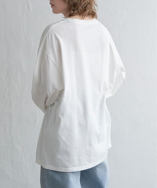 tシャツ 箔プリントロゴ袖先ギャザーロンT レディース 3_000000010818.jpg?1709538731