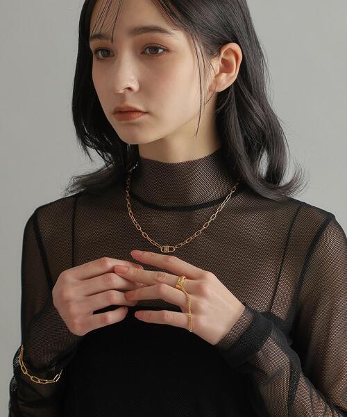 アクセサリー COCOSHNIK シルバー デザインチェーン ロングカーブネックレス GP