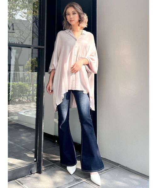 ブラウス シャツ 楊柳シアーBIGシャツ レディース GYDA ブラウス シャツ 楊柳シアーBIGシャツ レディース