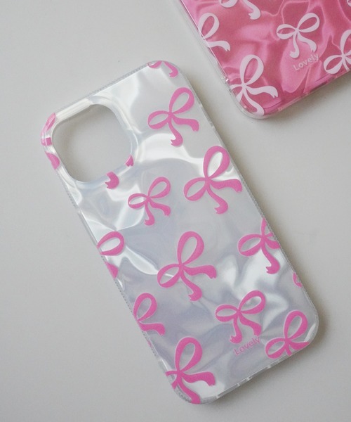 Port スマホケース 「 / ポート 」 メタリック ガーリー リボン iPhone