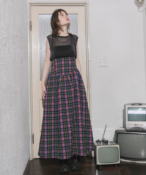 日本未入荷 UNIFREE★シャーリングチェックワンピース シャーリングチェックキャミワンピース/Areeam（アリーム）の
