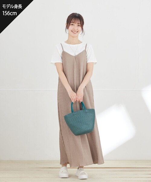 Tiaclasse セットアップ 変形プリーツキャミワンピース＆Tシャツ
