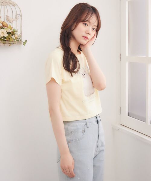 Emsexcite（エムズエキサイト） tシャツ catロゴプリントTEE