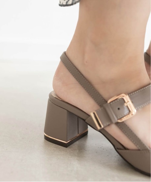 RANDA パンプス ゴールドパーツバックストラップパンプス