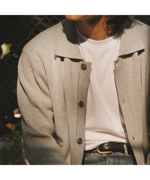 【関税込み】Solid Homme ネイビー ポロカラー カーディガン ジャガードボタンレスカーデガン｜メンズファッション通販 MEN'S