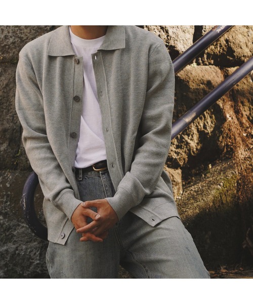 【関税込み】Solid Homme ネイビー ポロカラー カーディガン KOBUKOHA ライトカーディガン（ネイビー） | HATSUNEX
