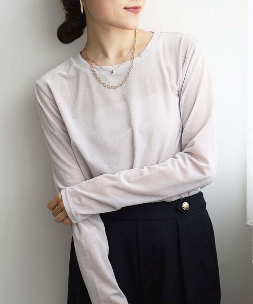 tシャツ ベロアロングスリーブＴシャツ レディース