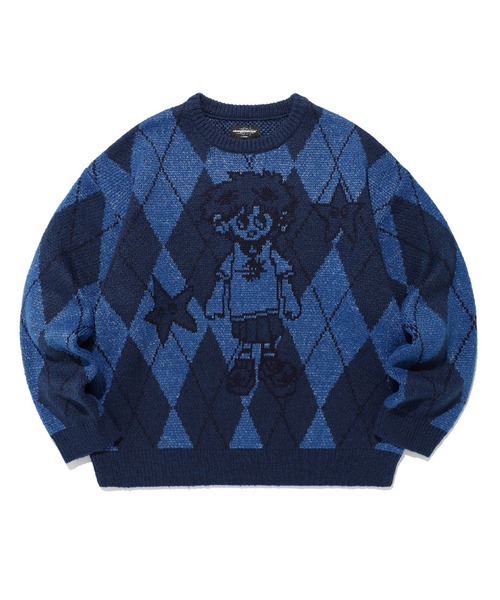 ニット セーター A'GEM/9 × .kom 「NICE GHOST CLUB/ナイスゴーストクラブ」 LITTLE GHOST ARGYLE KN NICE GHOST CLUB ニット セーター A'GEM/9 × .kom 「NICE CLUB