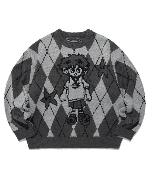 ニット セーター A'GEM/9 × .kom 「NICE GHOST CLUB/ナイスゴーストクラブ」 LITTLE GHOST ARGYLE KN NICE GHOST CLUB ニット セーター A'GEM/9 × .kom 「NICE CLUB
