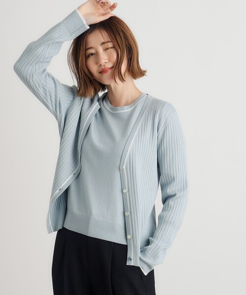 grove（グローブ） カーディガン ウール混ラメアンサンブル対応