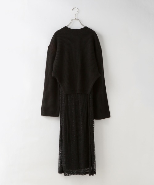黒 レース ニット ロングワンピース LOWRYS FARM（ローリーズファーム） ワンピース マルチWAYニット