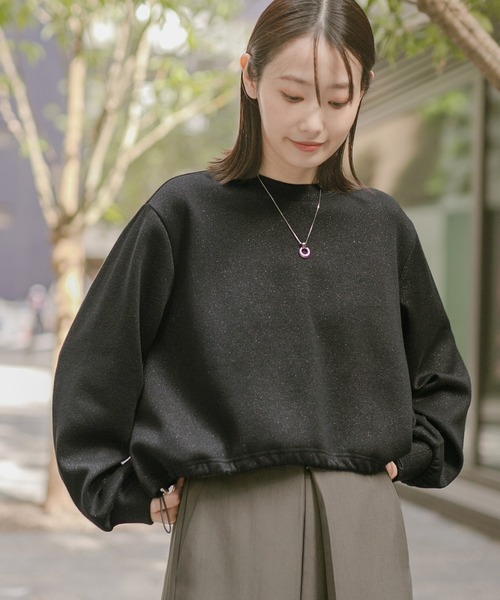 極美品　完売品　SAKURA 企画ラメスウェットプルオーバー　グレー LAKOLE トレーナー スウェット ニットソーラメドロストプル
