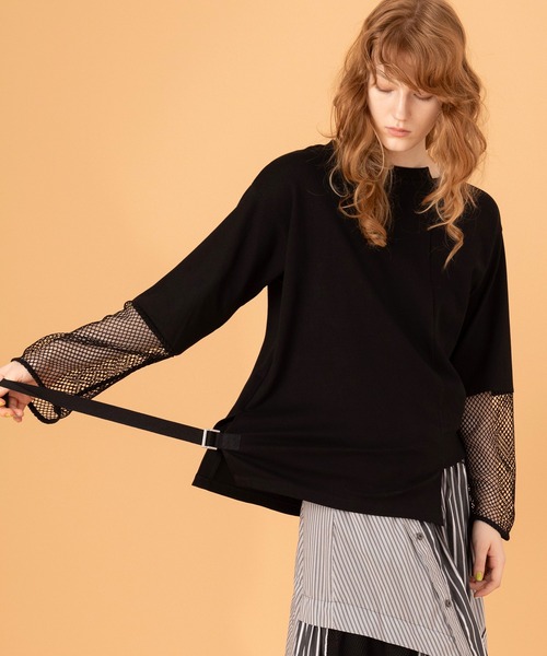 AULA AILA - AULA AILA メッシュライン カットソー AULA AILA tシャツ メッシュドッキングロングTシャツ レディース
