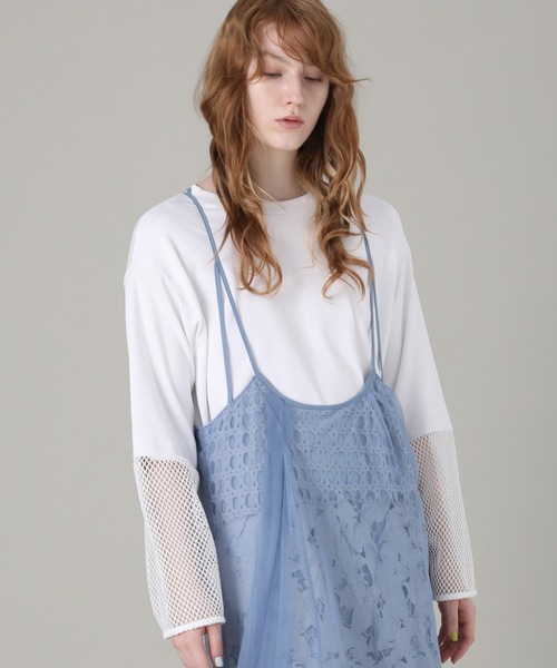 AULA AILA tシャツ メッシュドッキングロングTシャツ レディース